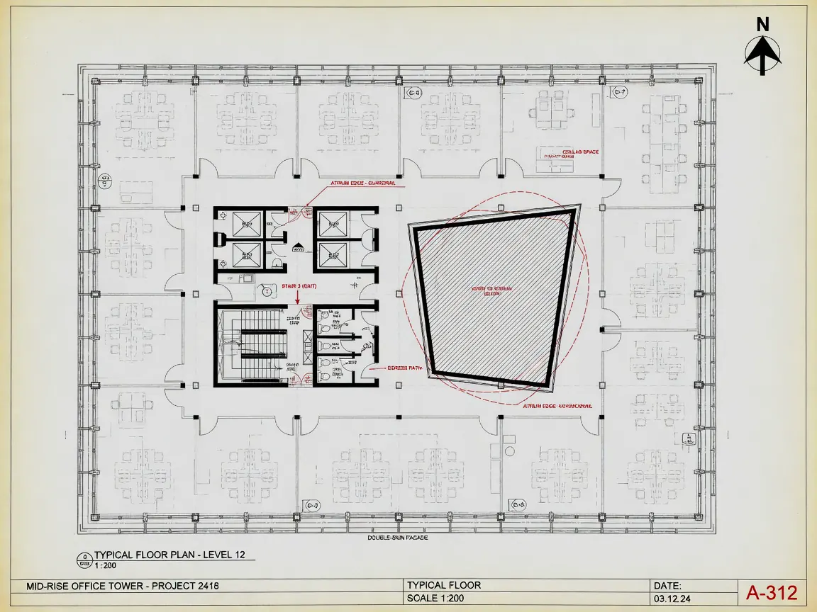Studi denah tipikal skala konsep sebagai dasar estimasi lingkup desain.