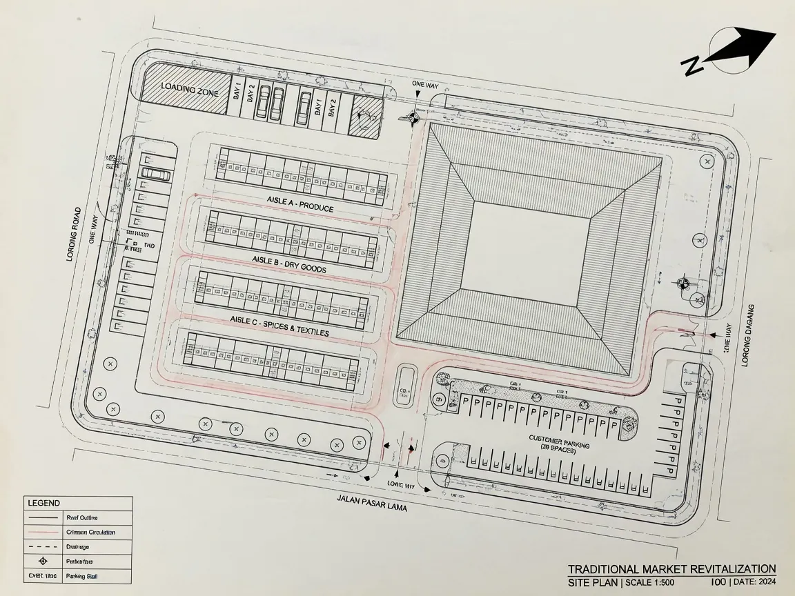 Studi site plan revitalisasi — skala konsep