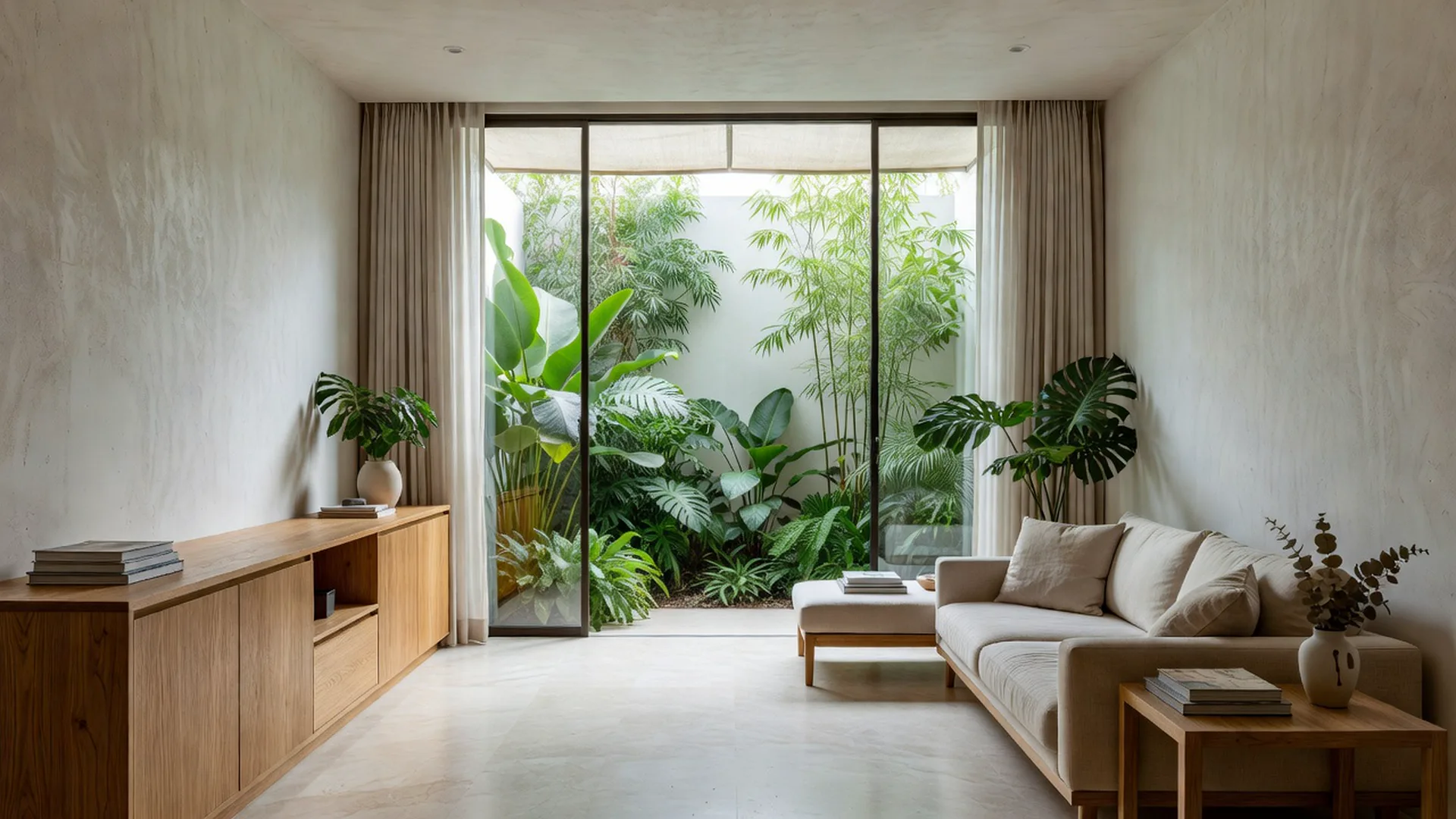 Visualisasi konsep ruang keluarga hasil penataan ulang interior.